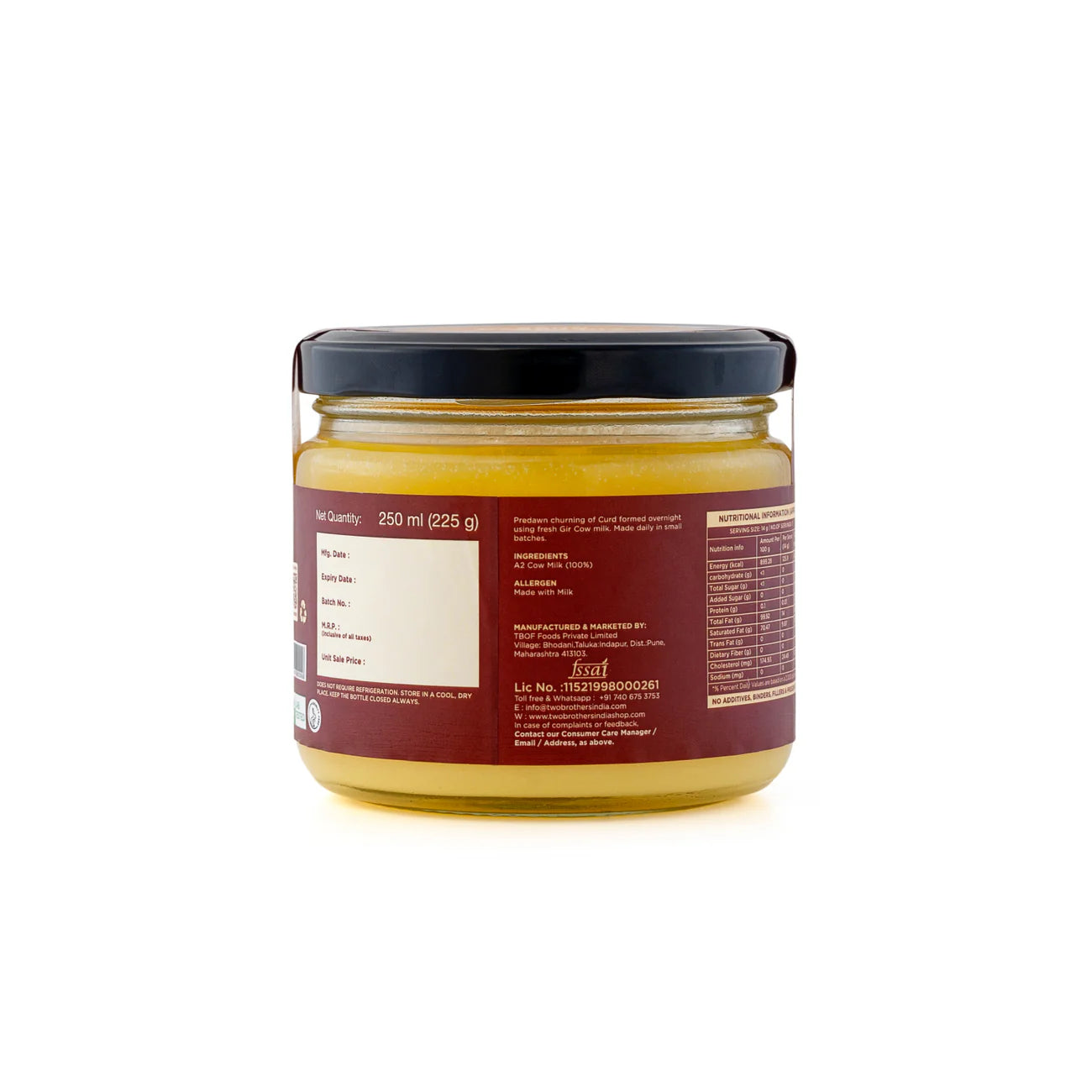 TBOF A2 Cultured Ghee 250ml