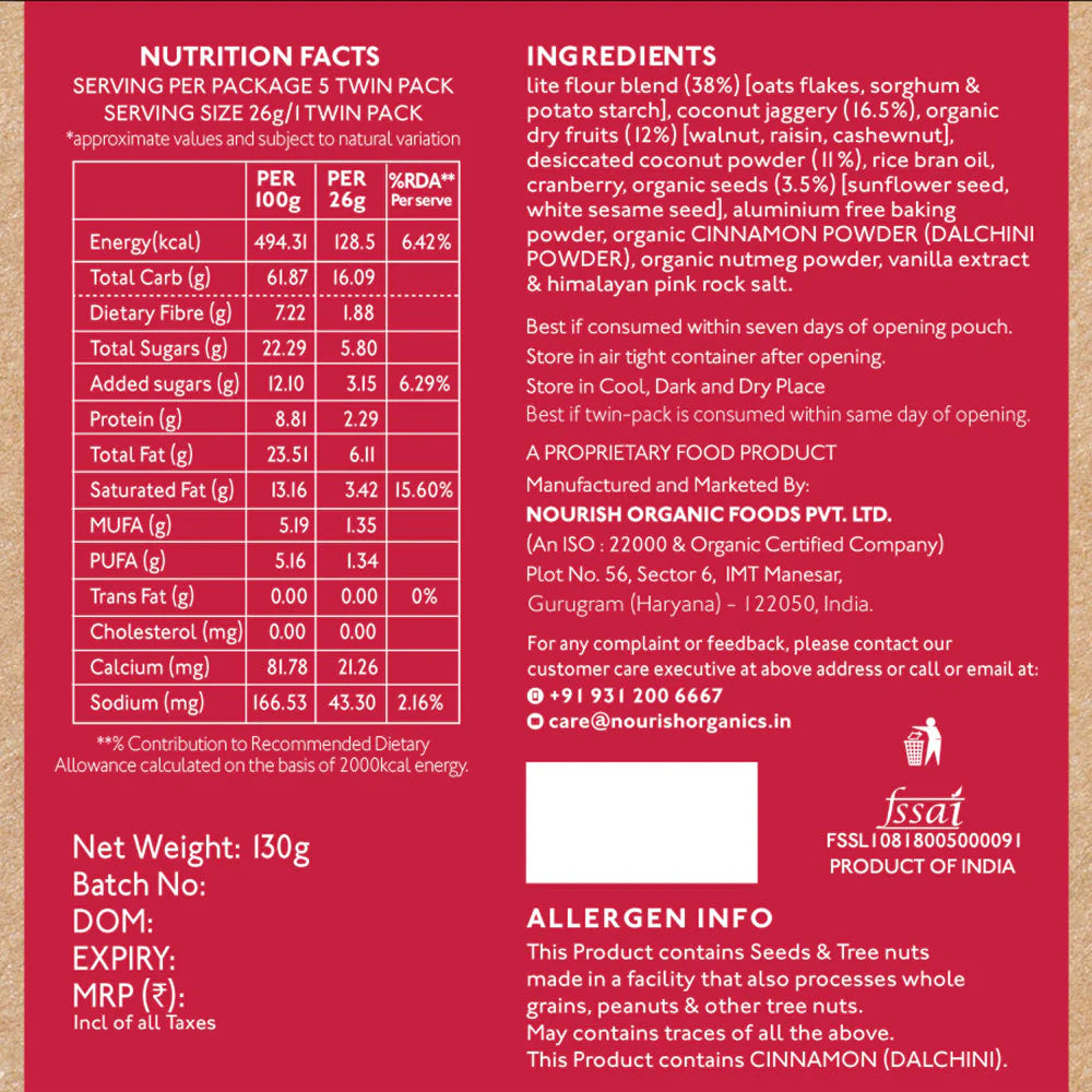 Nourish Organics - Oats Cranberry Cookies