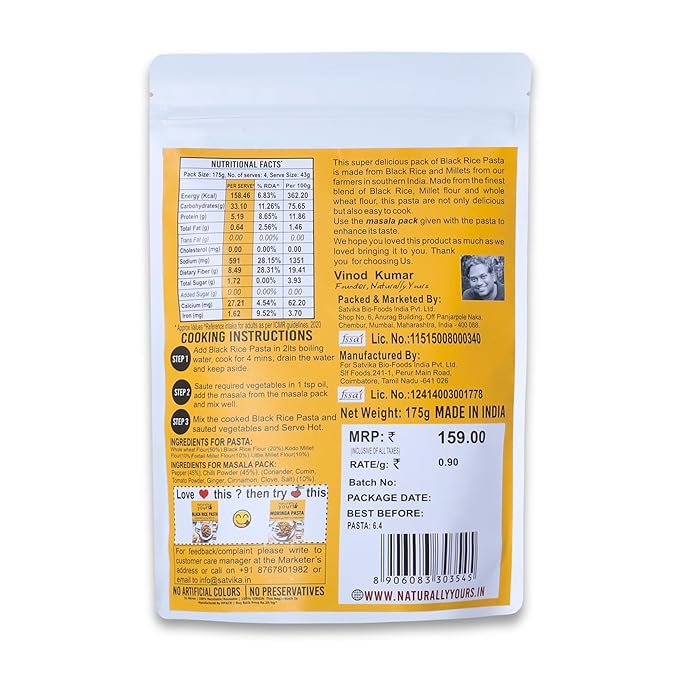 Naturally Yours - Black Rice Pasta 175g