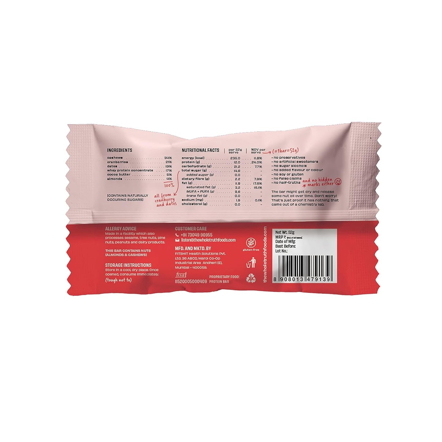 The Whole Truth Cranberry Protein Bar