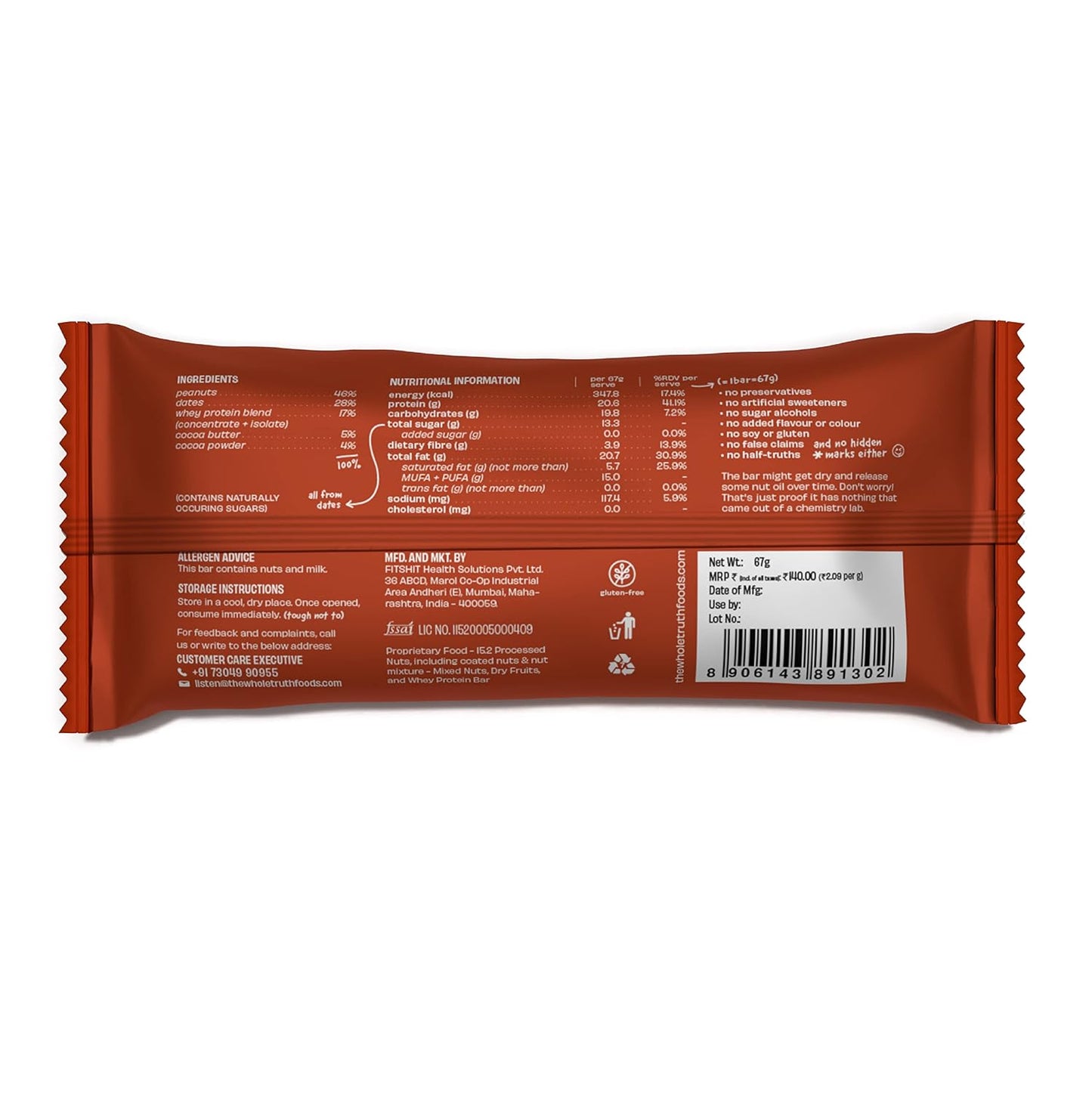The Whole Truth Peanut Cocoa 20g Protein Bar