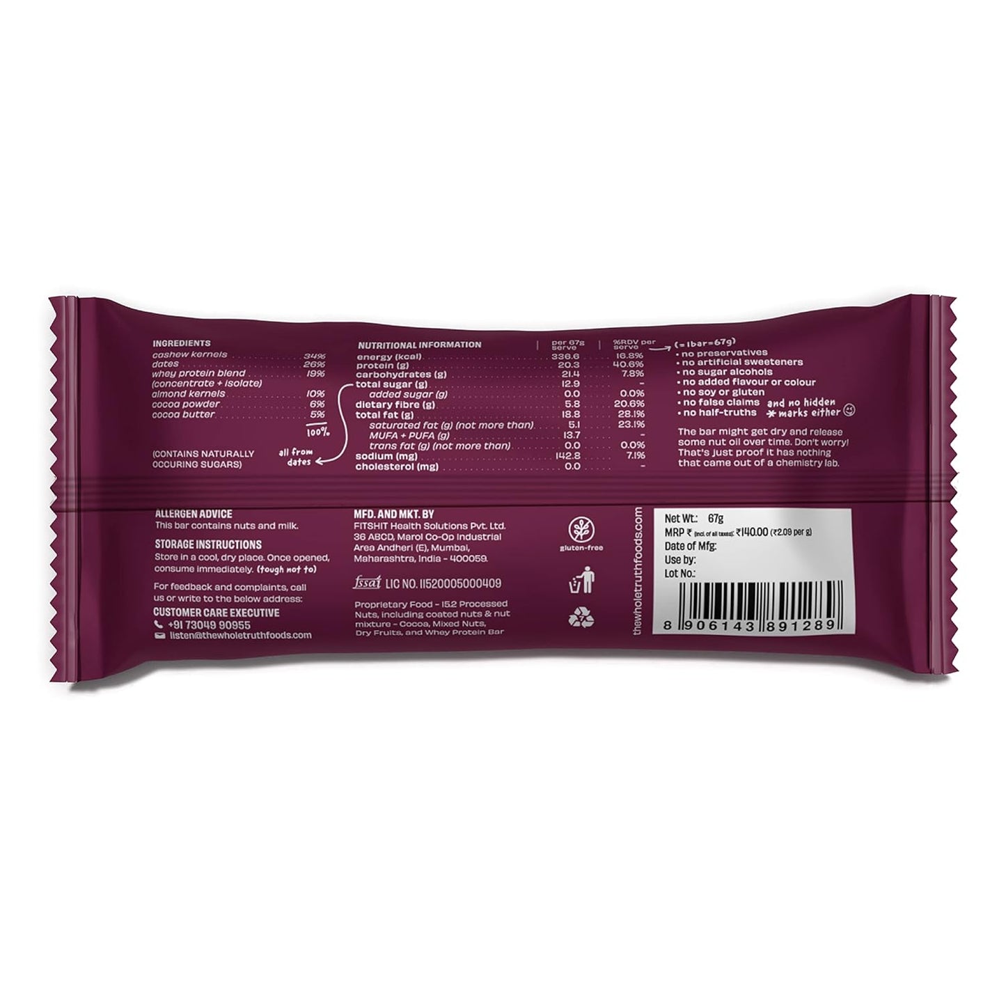 The Whole Truth Double Cocoa 20g Protein Bar