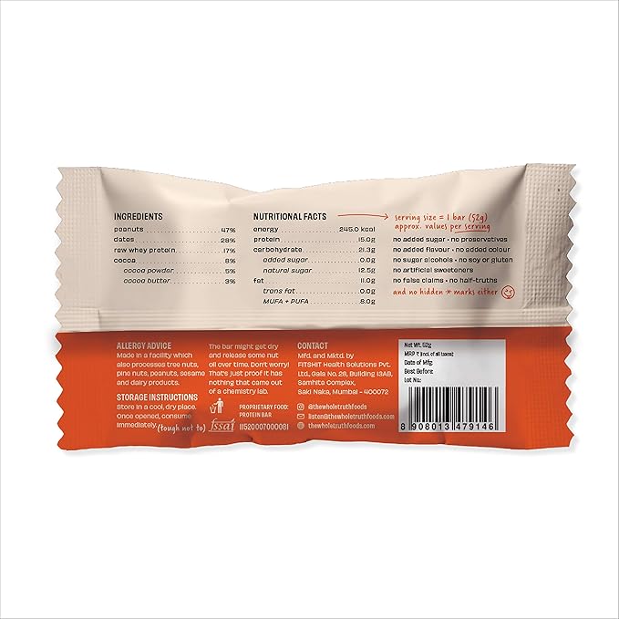 The Whole Truth Peanut Cocoa 52g Protein Bar
