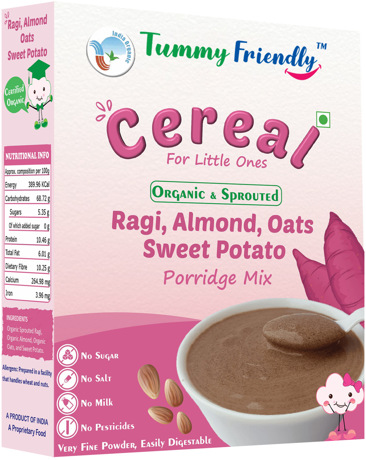 Tummy Friendly Ragi, Almond, Oats, Sweet Potato Porridge Mix