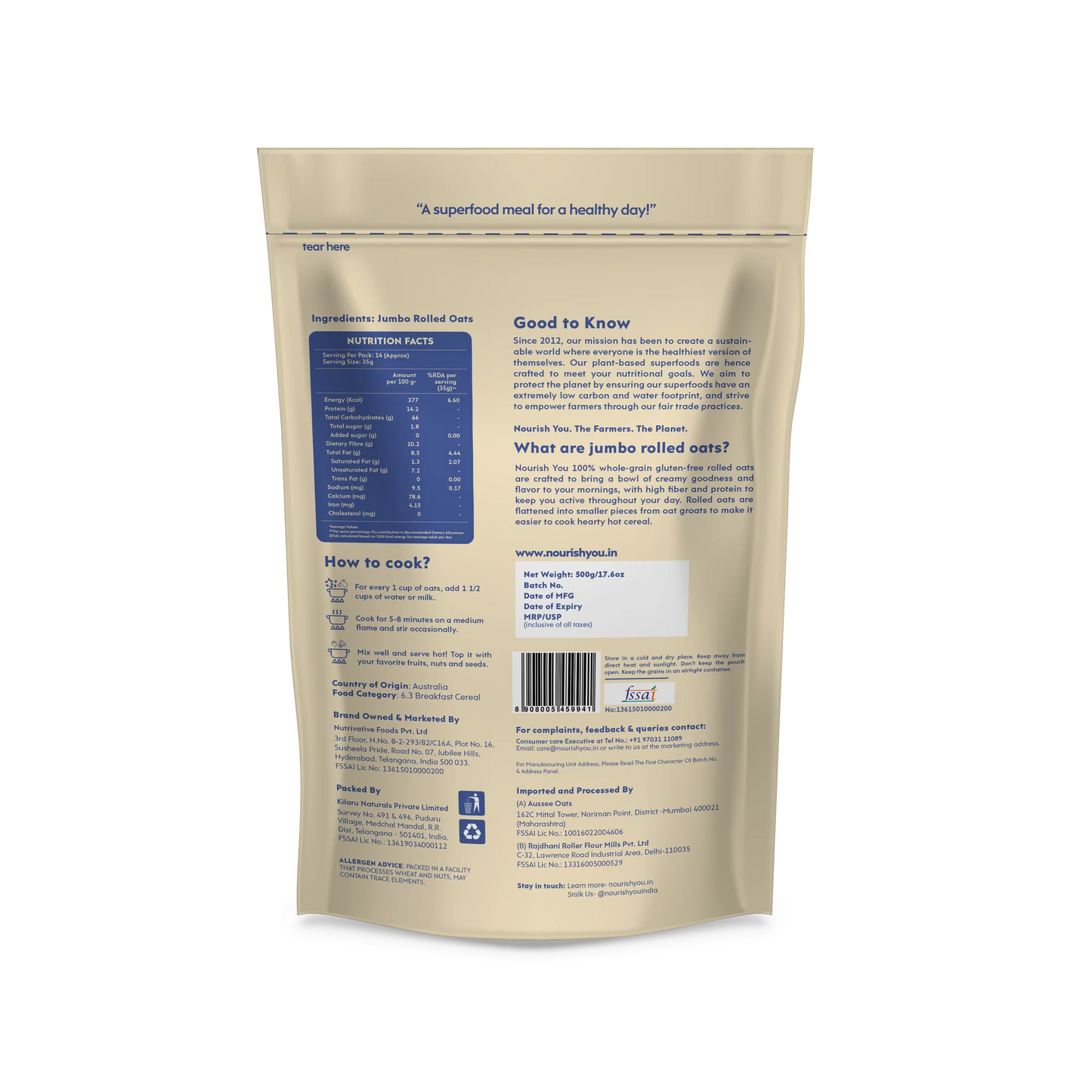 Nourish You - Jumbo Rolled Oats 1.2kg