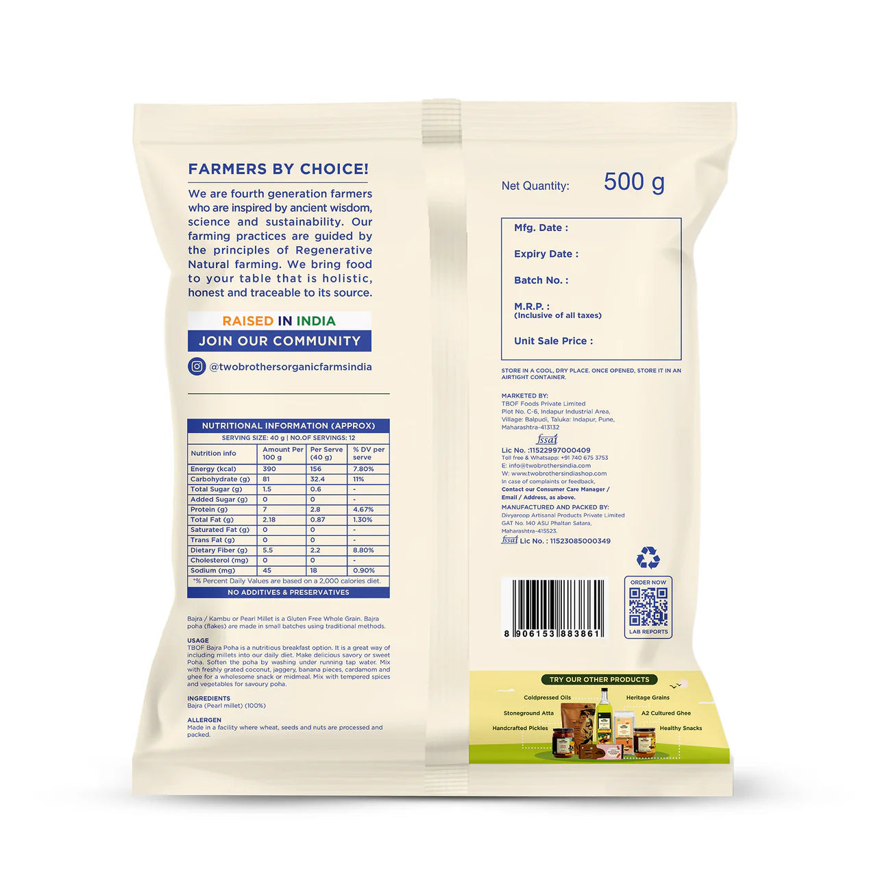 TBOF Bajra Poha 500 gm