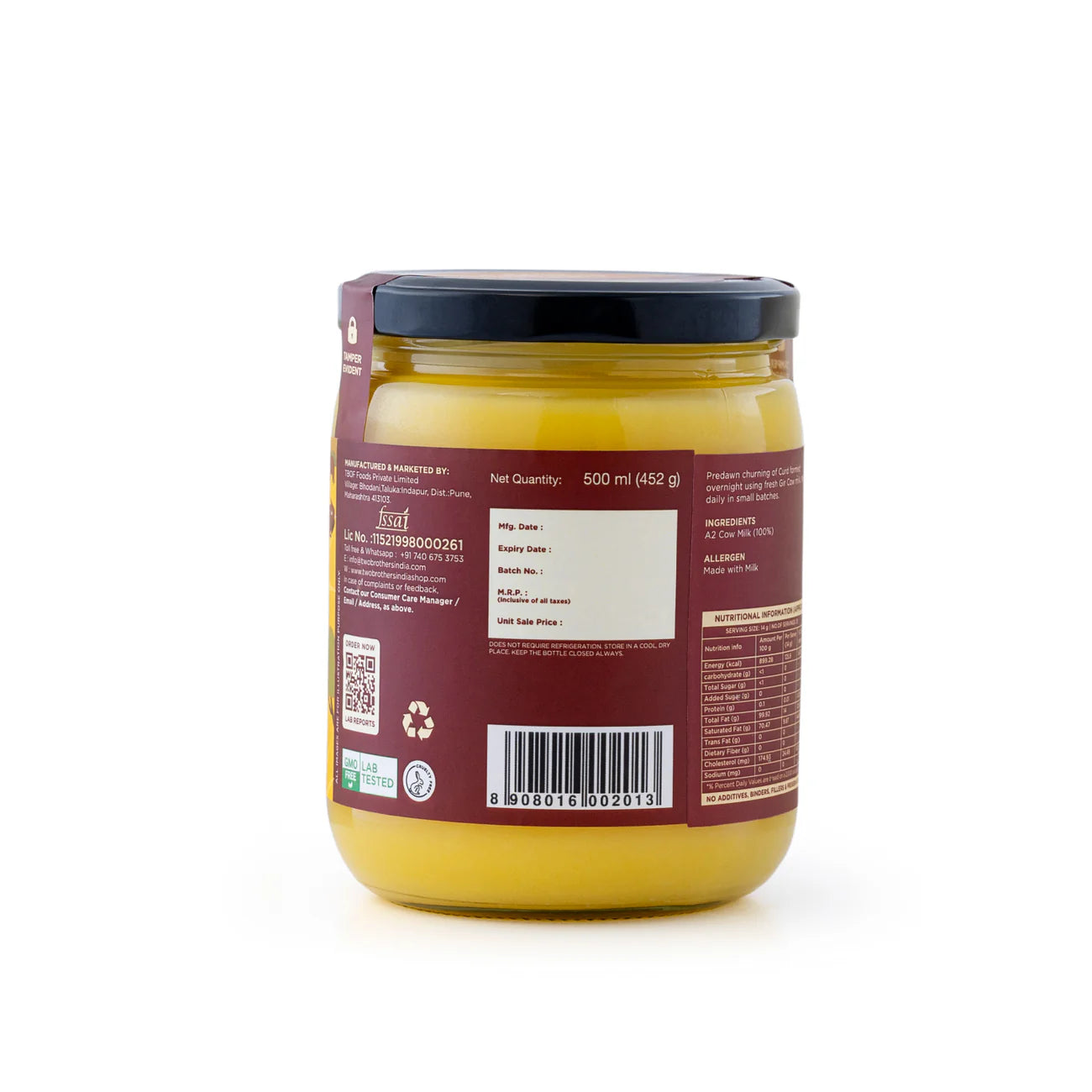 TBOF A2 Cultured Ghee 500ml