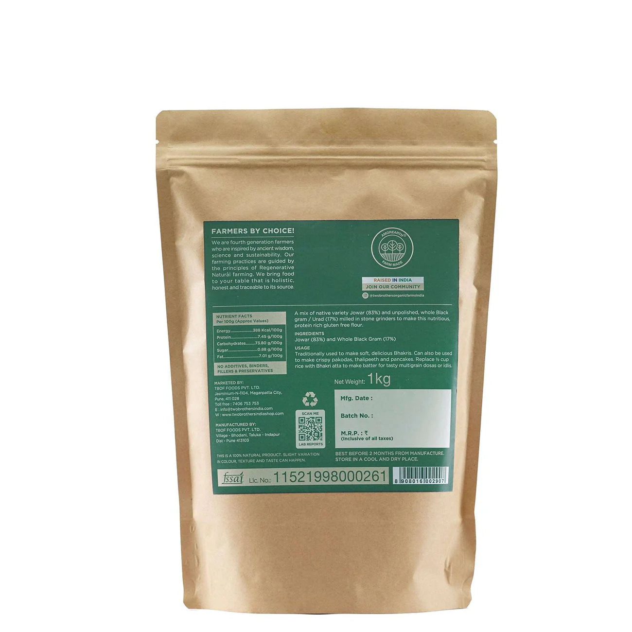 TBOF Protein Rich Jowar & Whole Black Gram Atta