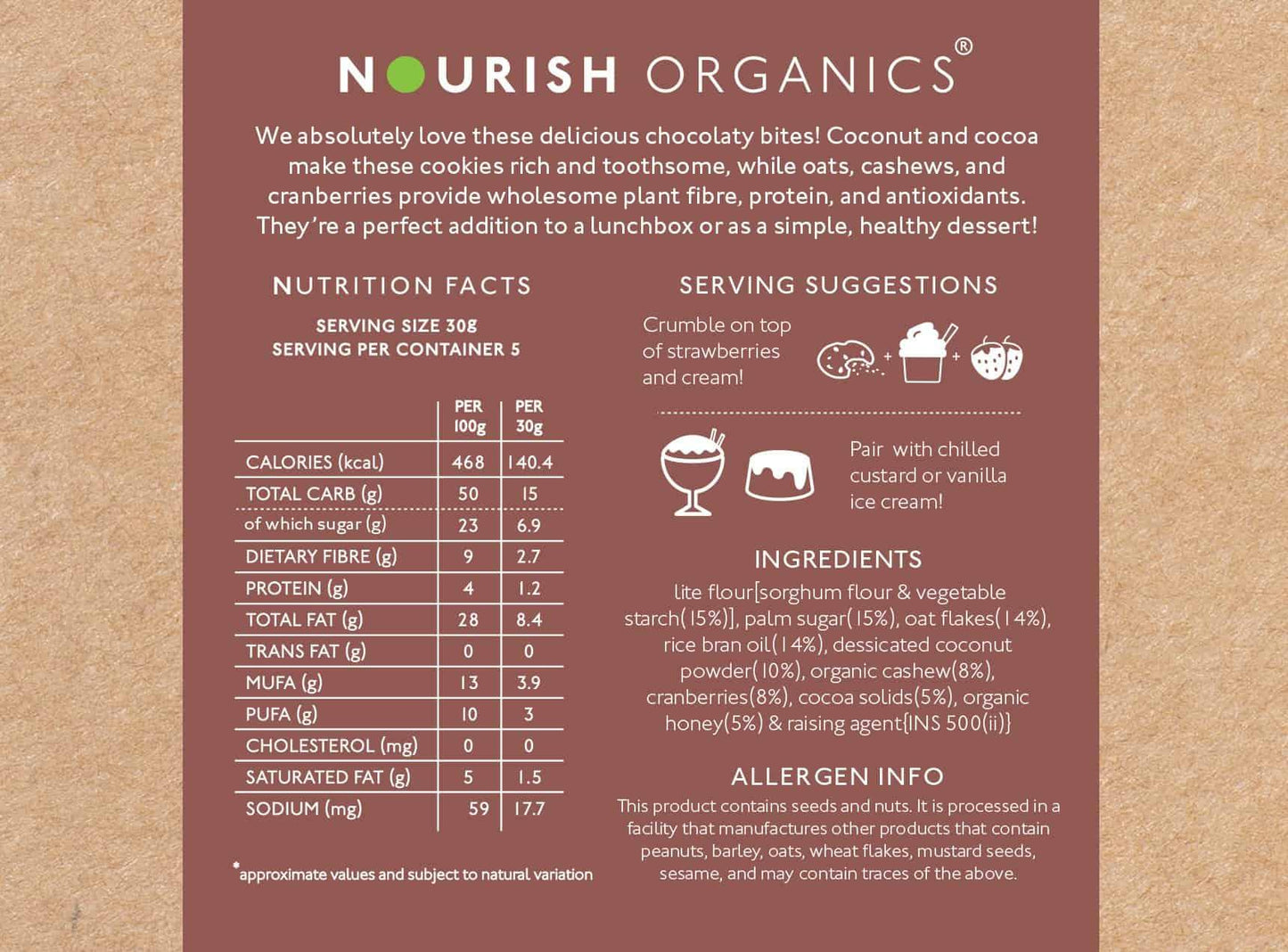 Nourish Organics - Chocolate Coconut Cookies