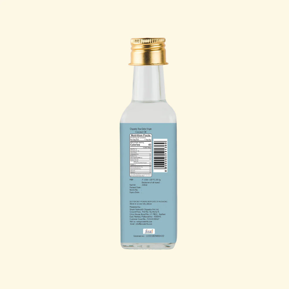 Praakritik Extra Virgin C/P Organic Coconut Oil 100ml