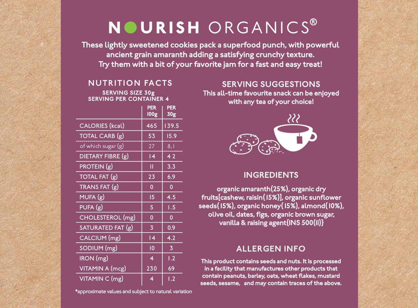 Nourish Organics - Fig Amaranth Cookies