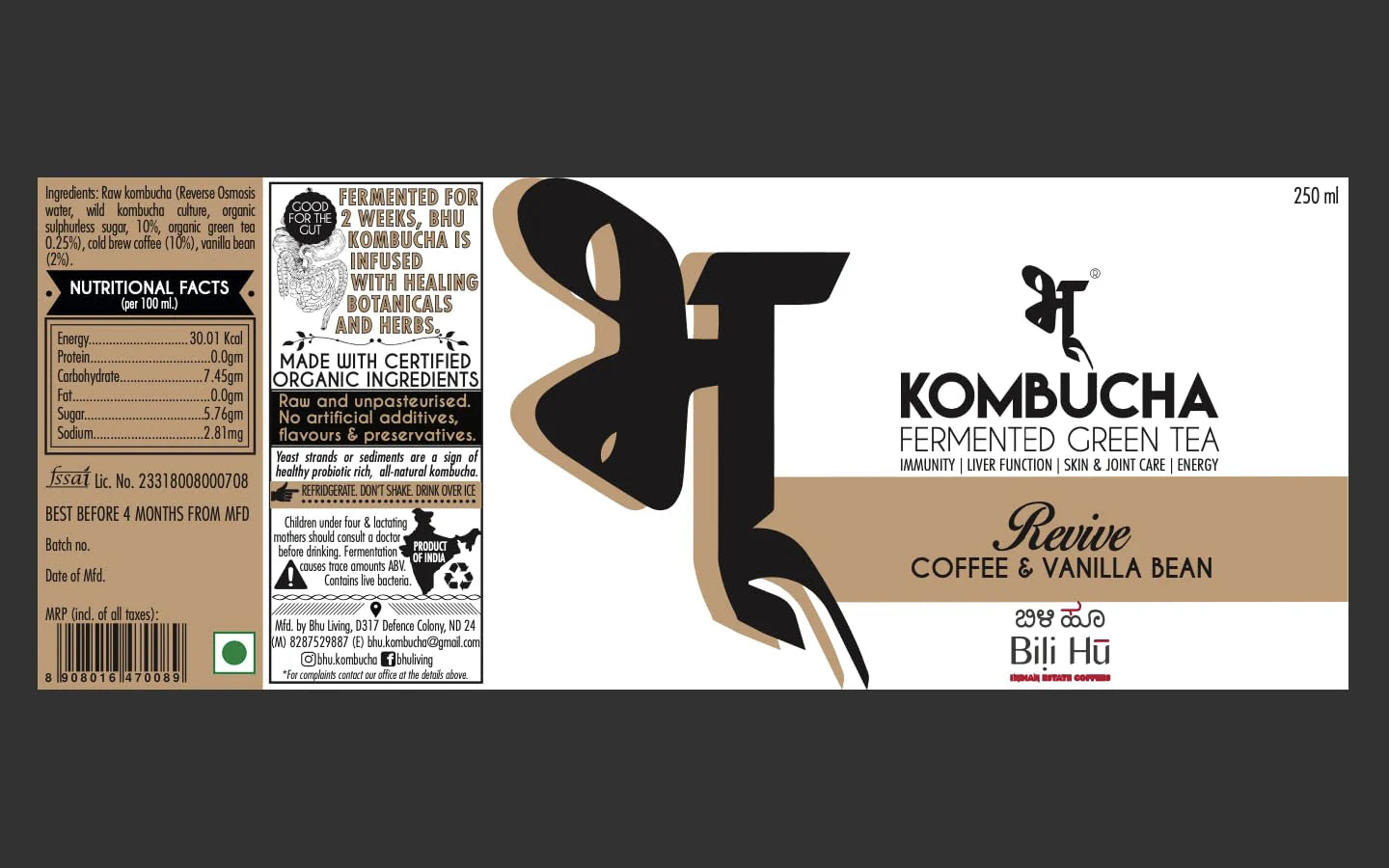 Bhu Kombucha - Revive 100ml