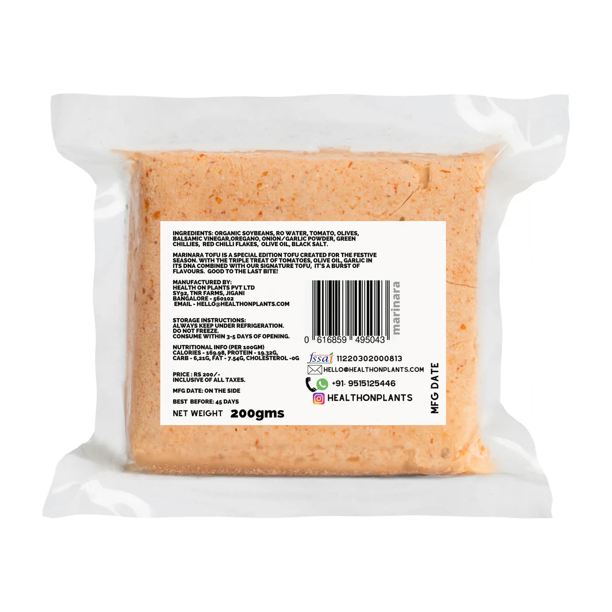 Health On Plant - Marinara Tofu 200gm