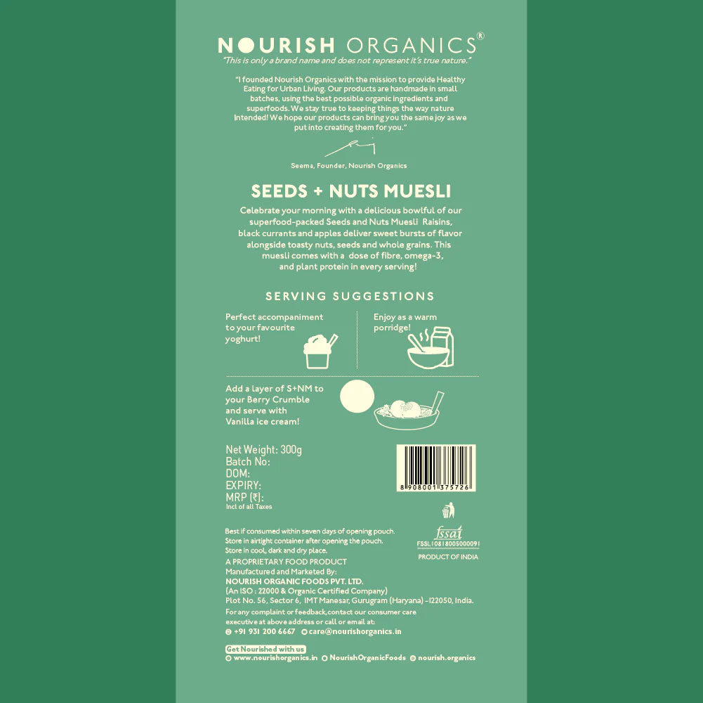 Nourish Organics - Seeds + Nuts Muesli