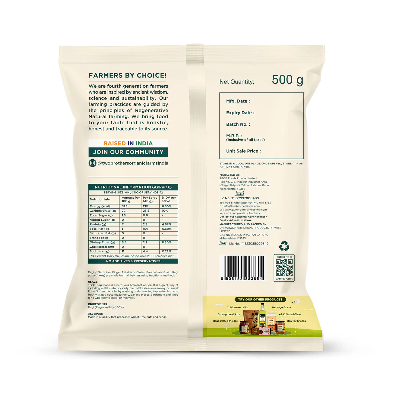 TBOF Ragi Poha 500 gm