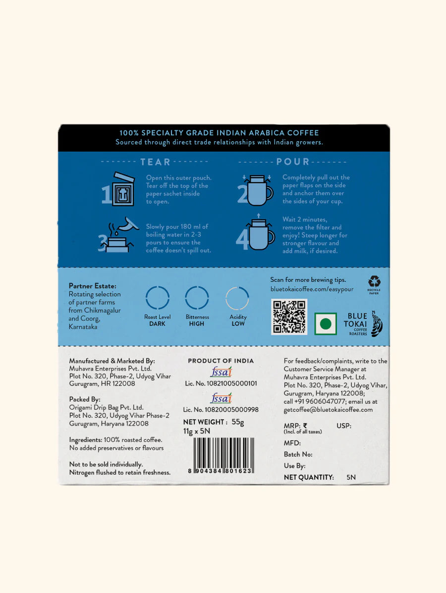 Blue Tokai - Easy Pour 5 Sachets Bold & Strong Vienna