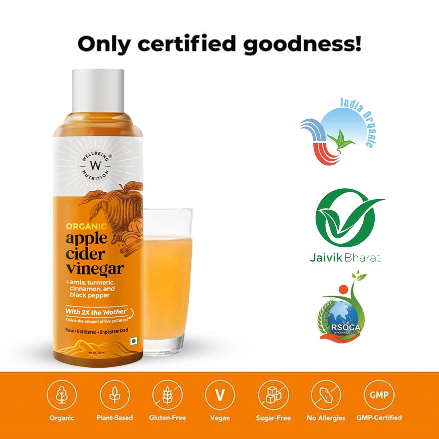 Wellbeing Nutrition Apple Cider Vinegar with Amla, Turmeric, Cinnamon and Black Pepper