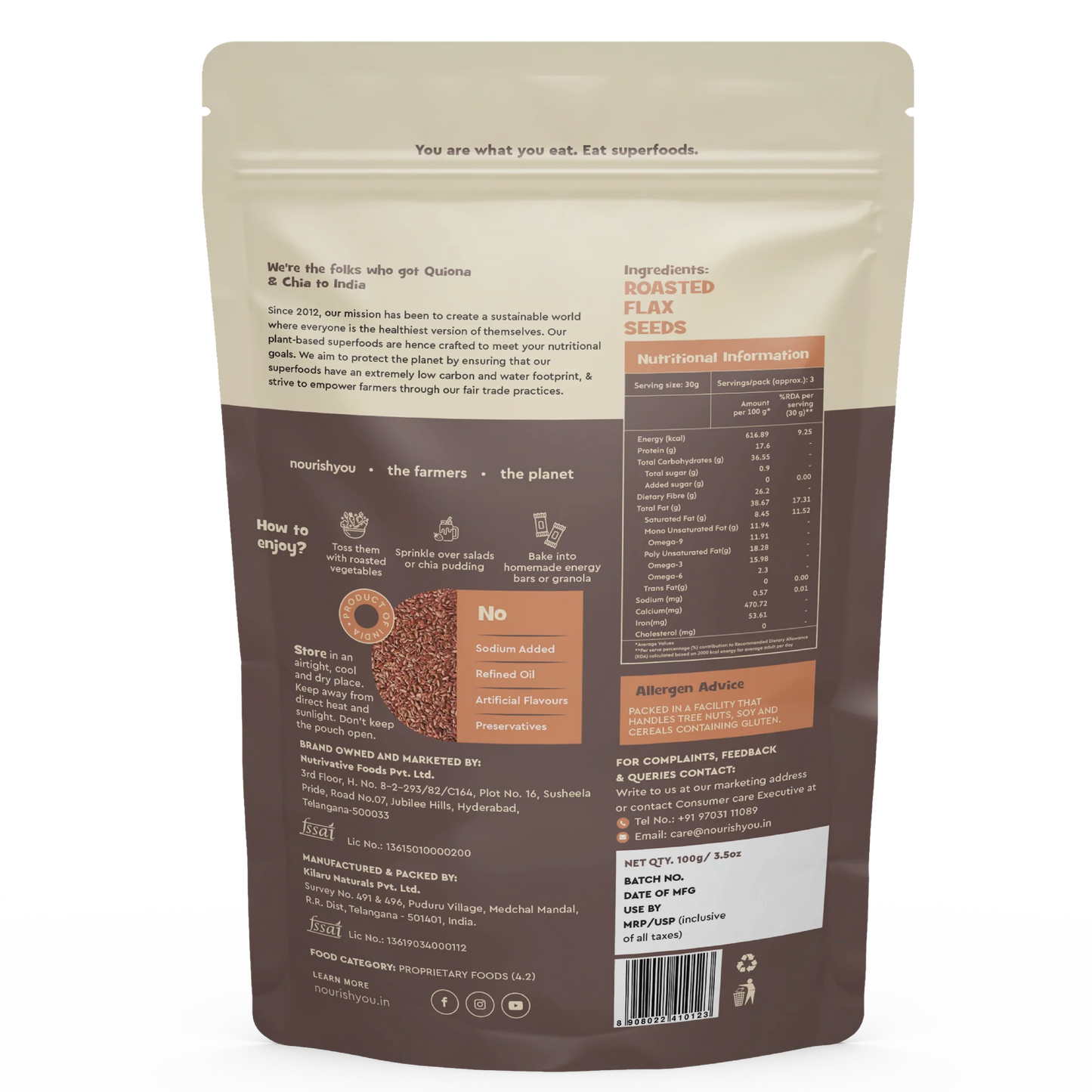 Nourish You - Roasted Flax Seeds 100g