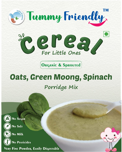 Tummy friendly oats, green moong, spinach porridge mix
