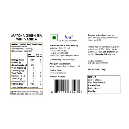 Vadham Authentic Matcha Green Tea with Vanilla