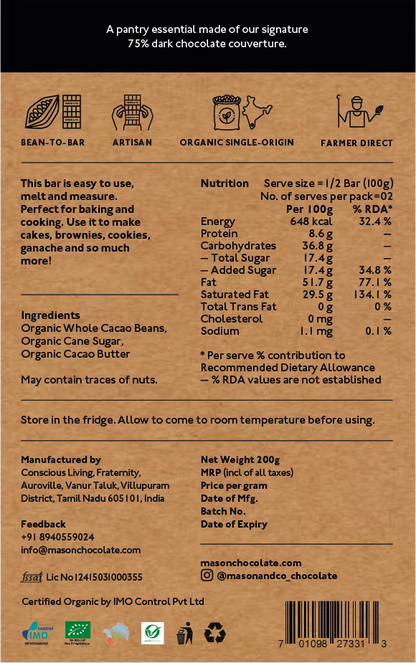 Mason & Co. - Dark Baking Chocolate
